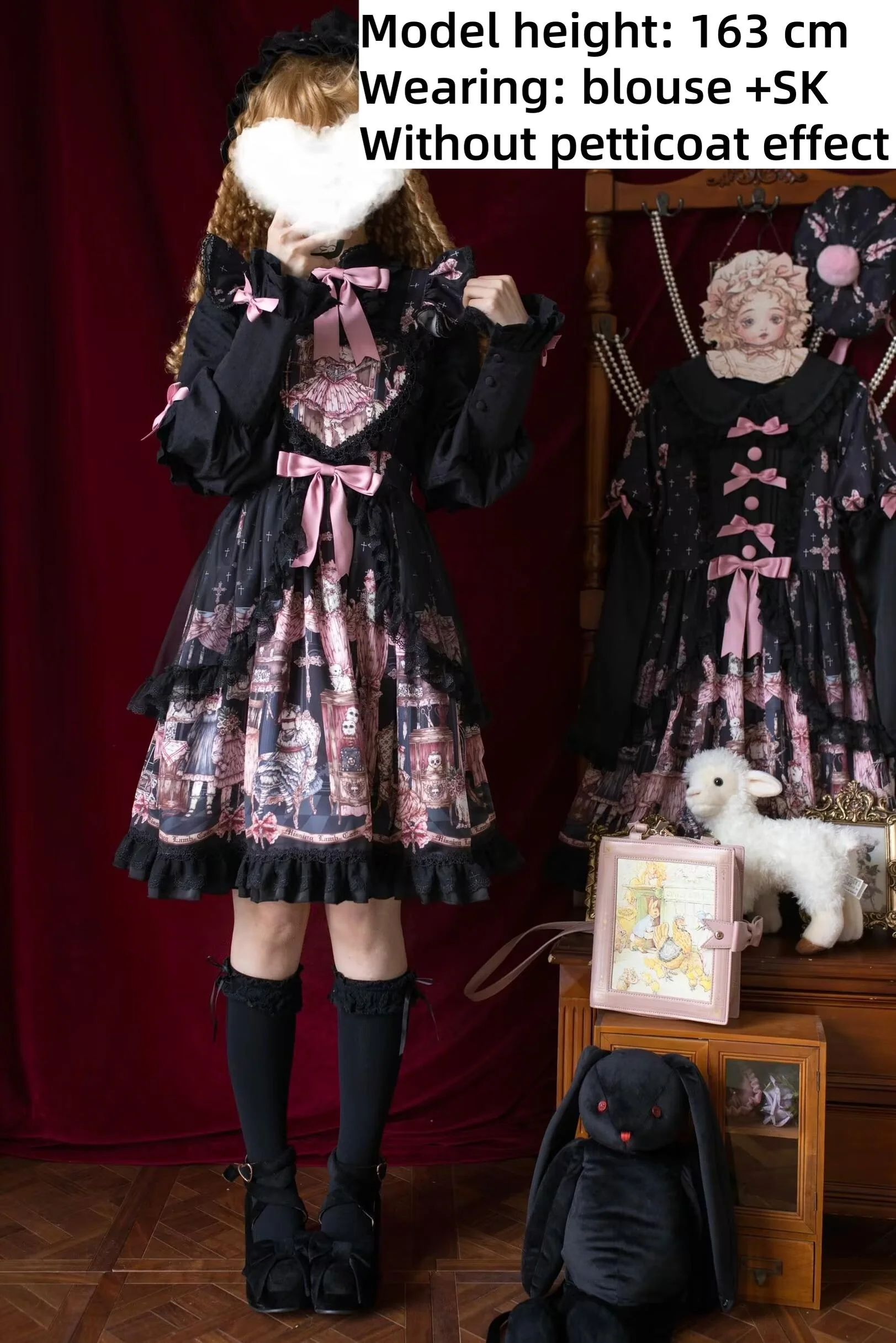 Missing Lamb Case - Gothic Lolita Dress Set with Sheep Prints - Image 15