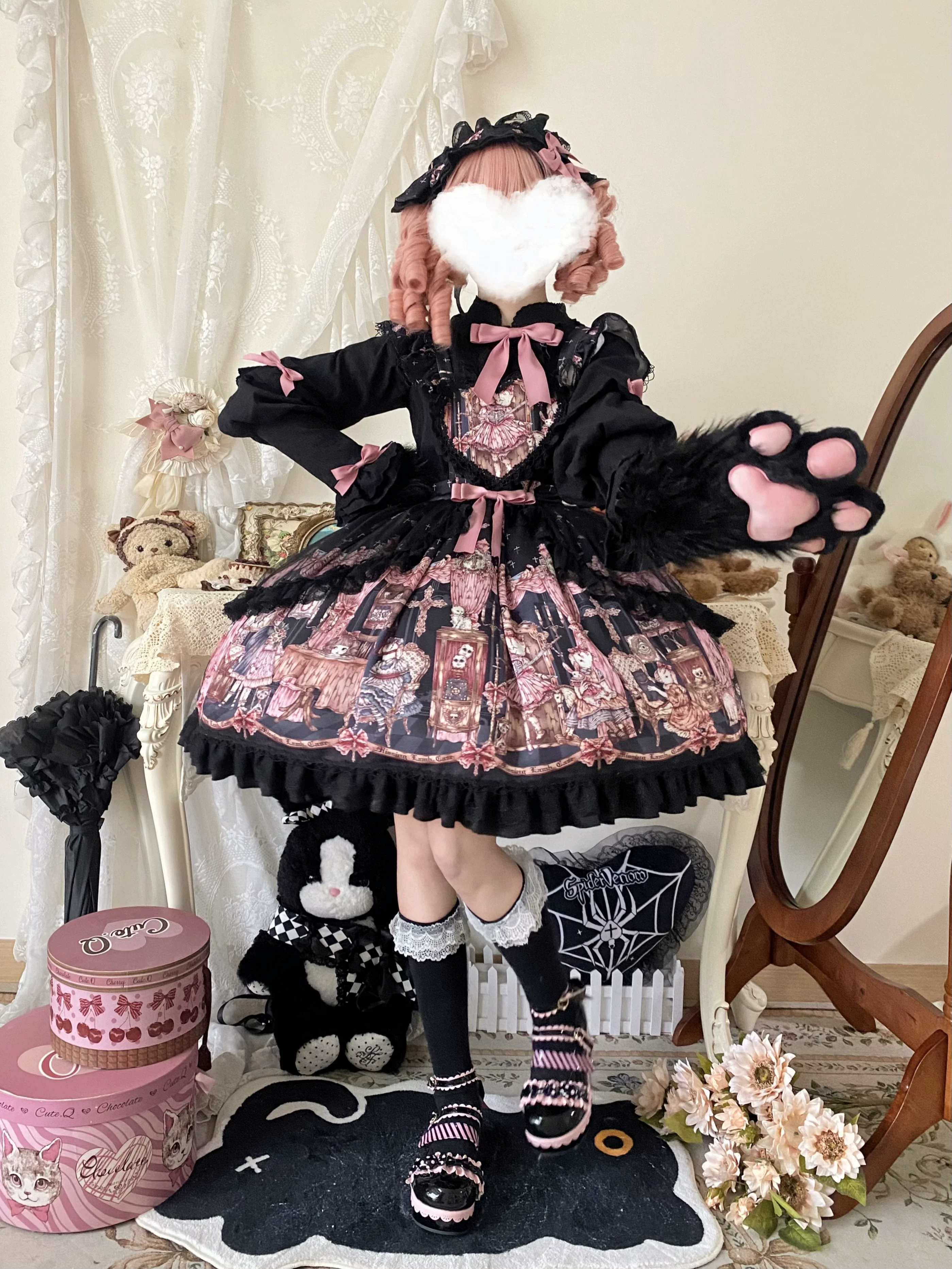 Missing Lamb Case - Gothic Lolita Dress Set with Sheep Prints - Image 32