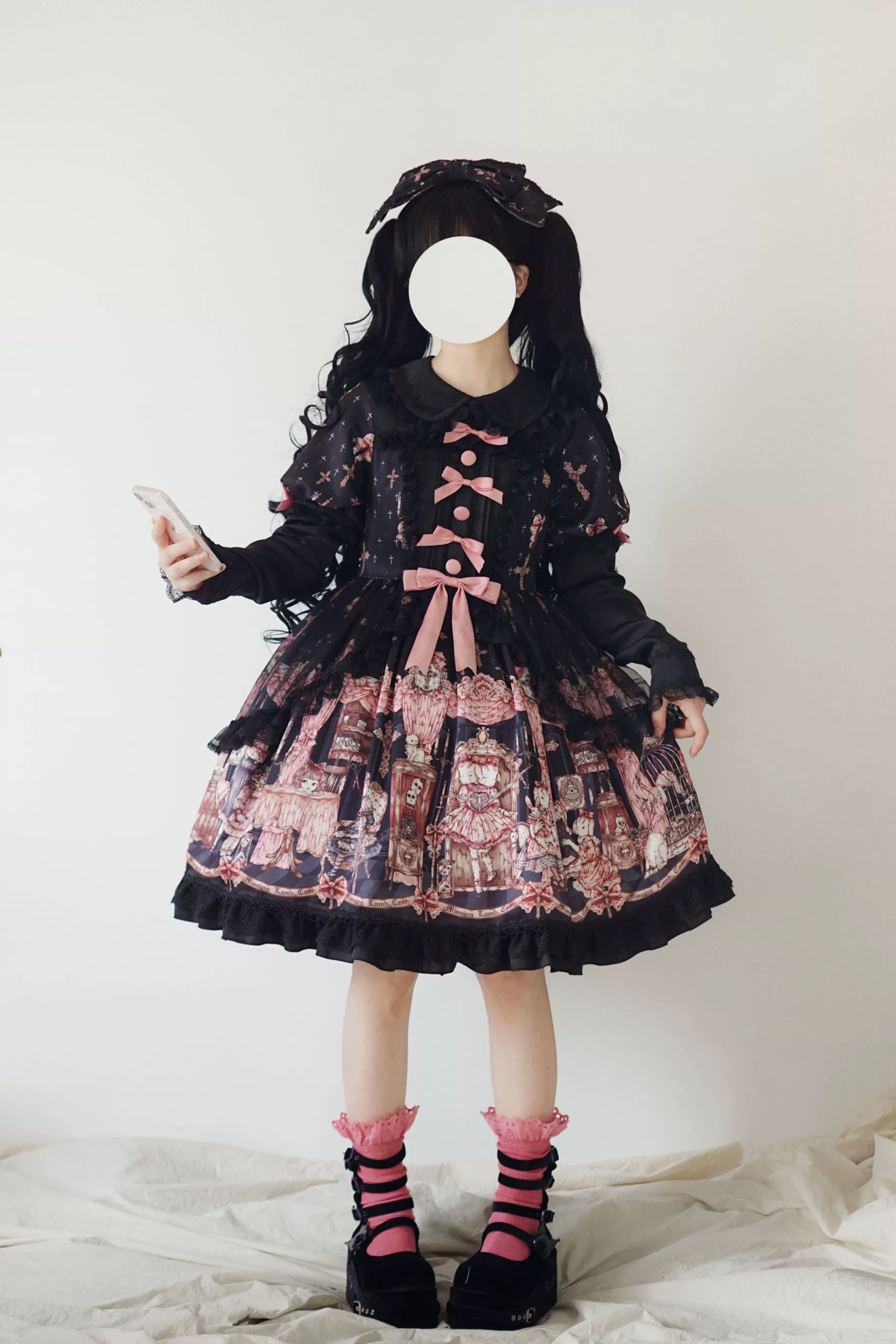 Missing Lamb Case - Gothic Lolita Dress Set with Sheep Prints - Image 34