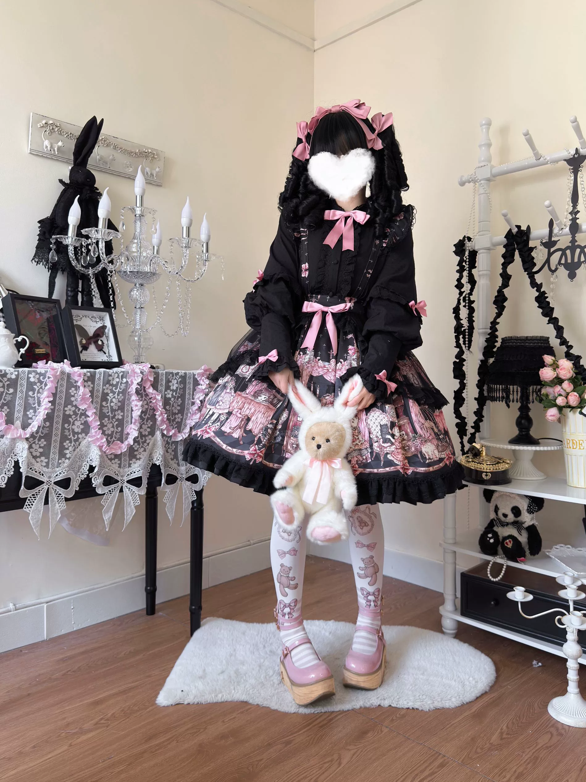Missing Lamb Case - Gothic Lolita Dress Set with Sheep Prints - Image 38