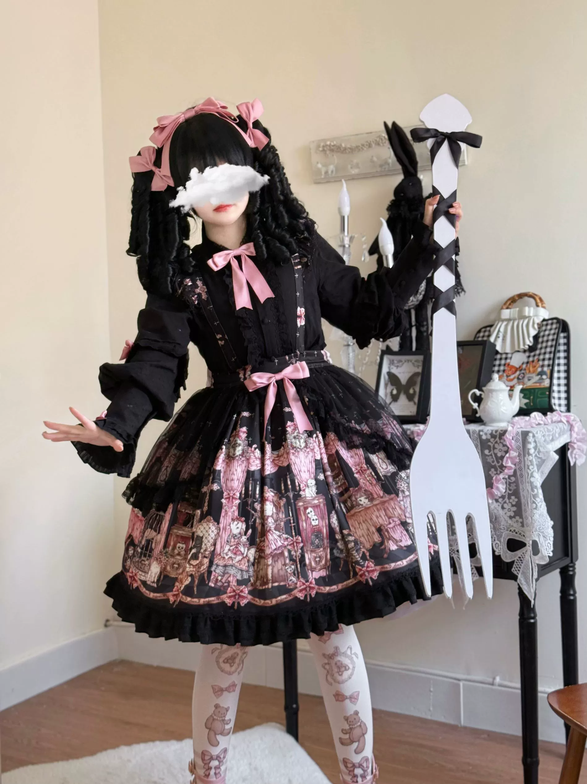 Missing Lamb Case - Gothic Lolita Dress Set with Sheep Prints - Image 39