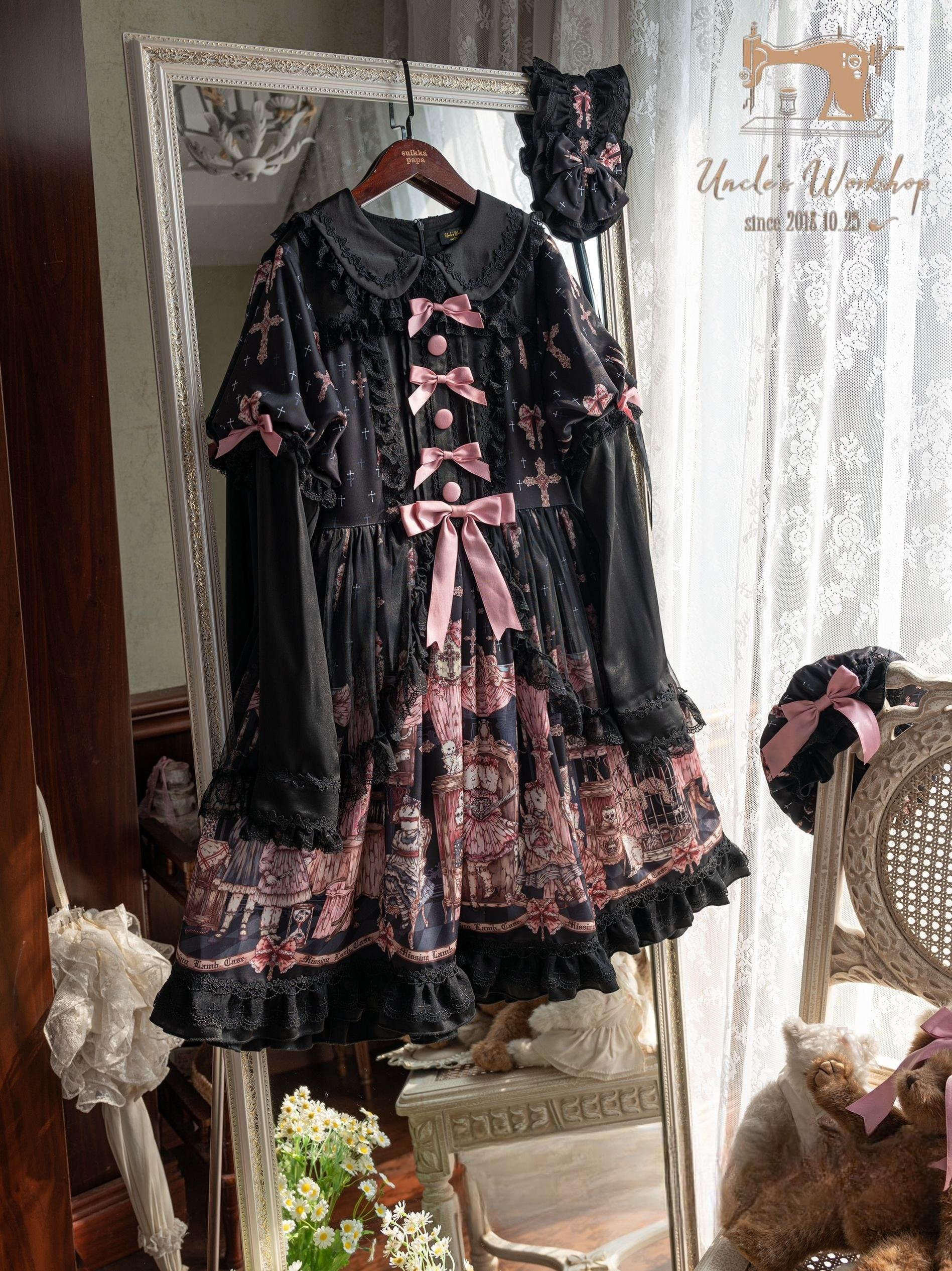Missing Lamb Case - Gothic Lolita Dress Set with Sheep Prints - Image 57