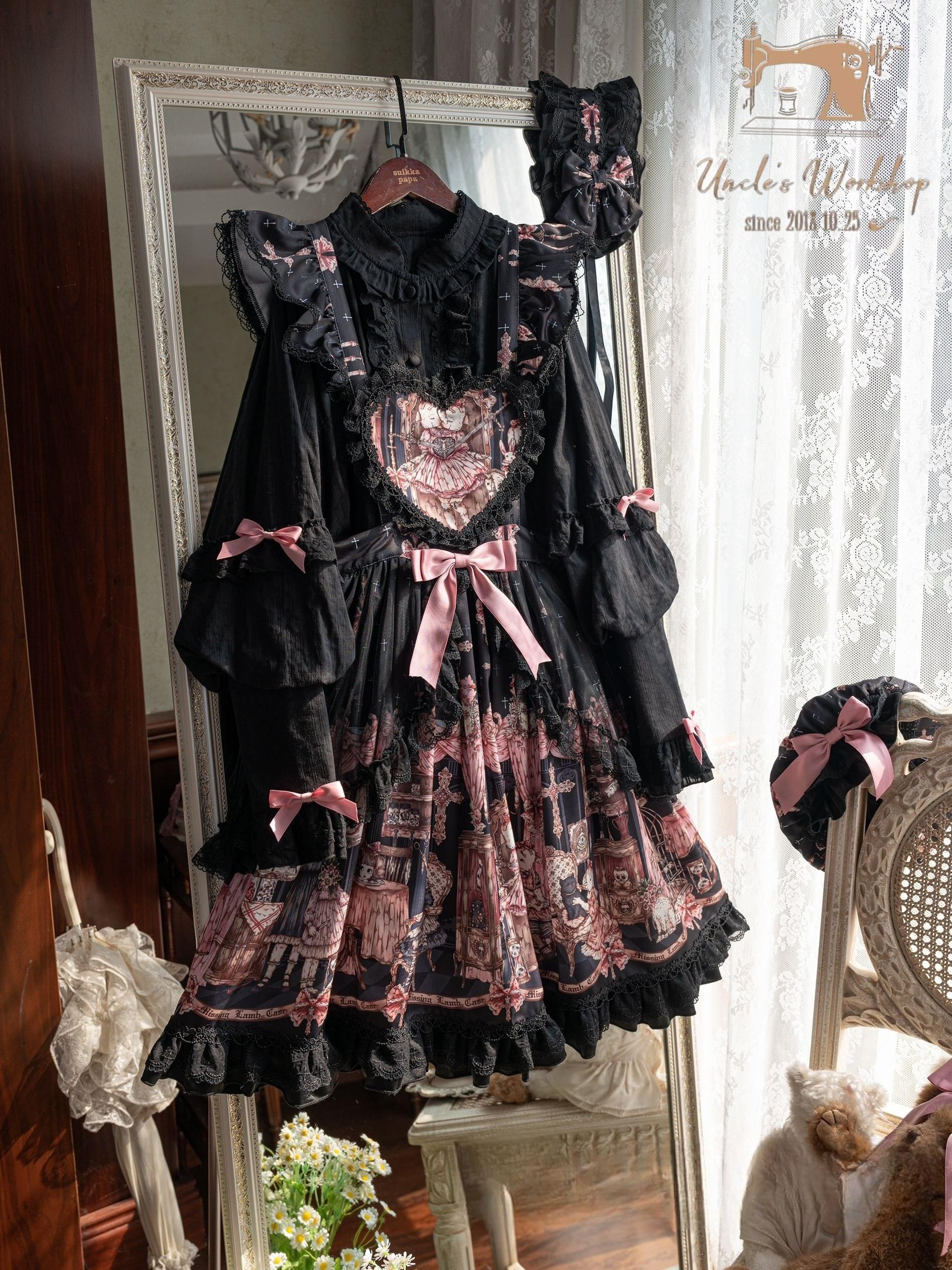 Missing Lamb Case - Gothic Lolita Dress Set with Sheep Prints - Image 58