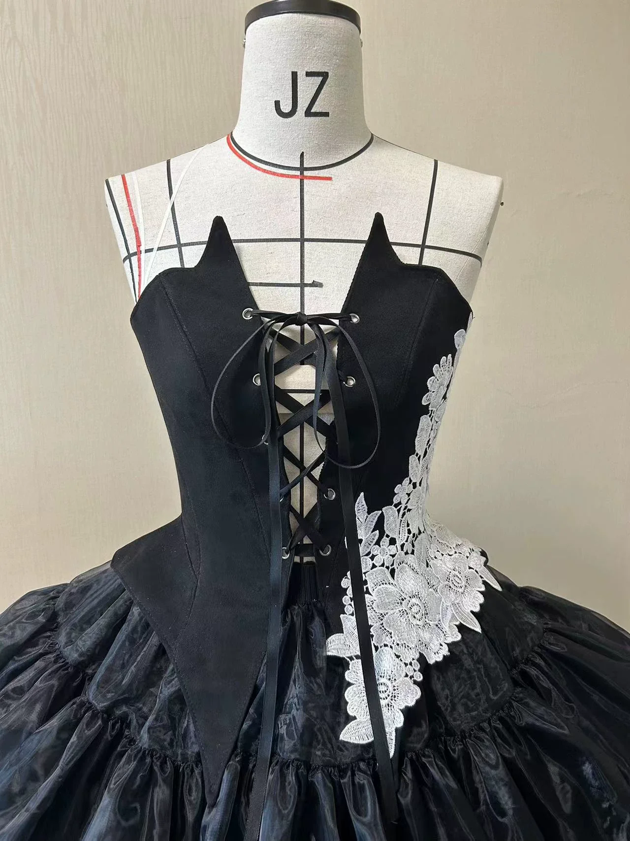 The Cage - Gothic Lolita Fishbone Bodice, Embroidered Appliqués - Image 3