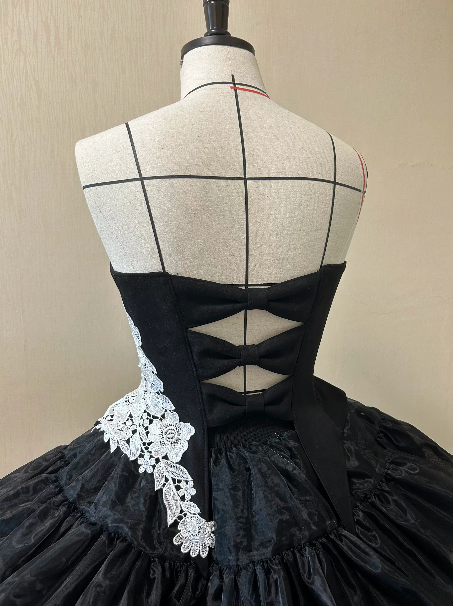 The Cage - Gothic Lolita Fishbone Bodice, Embroidered Appliqués - Image 4