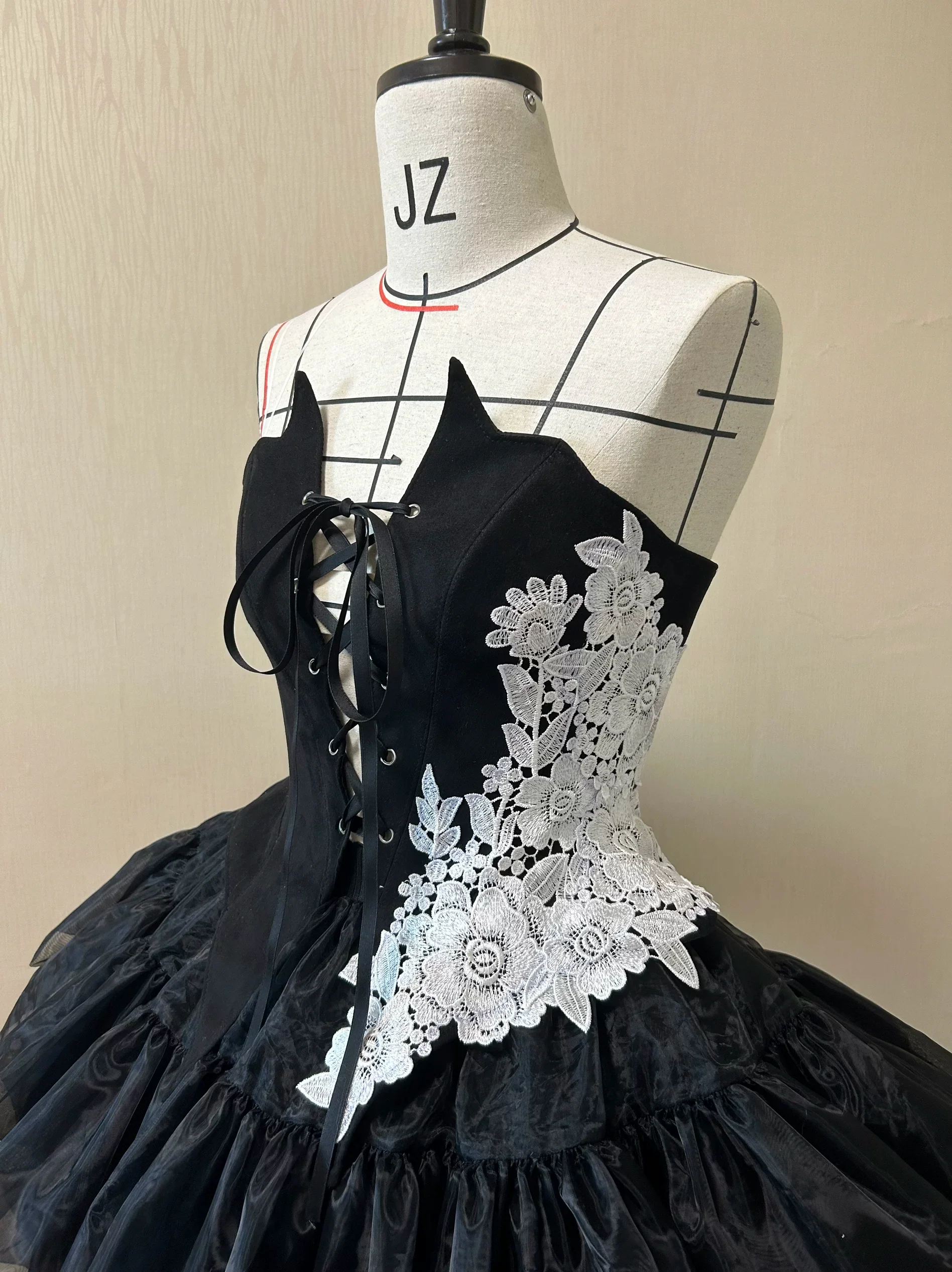 The Cage - Gothic Lolita Fishbone Bodice, Embroidered Appliqués - Image 5