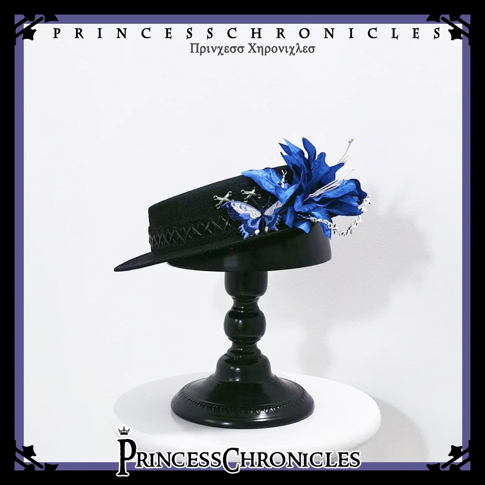 Crimson Ash Zero - Gothic Lolita Hat Handmade Black Flat Cap Top Hat - Image 2
