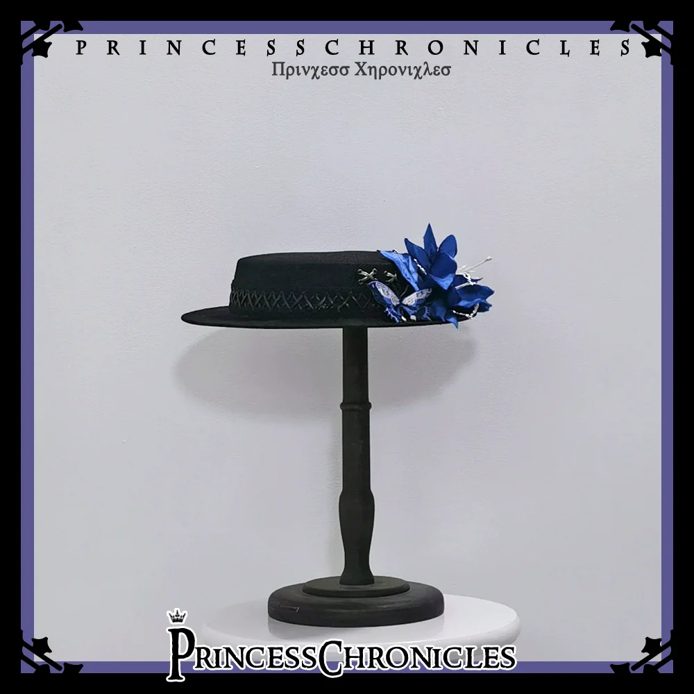 Crimson Ash Zero - Gothic Lolita Hat Handmade Black Flat Cap Top Hat - Image 5