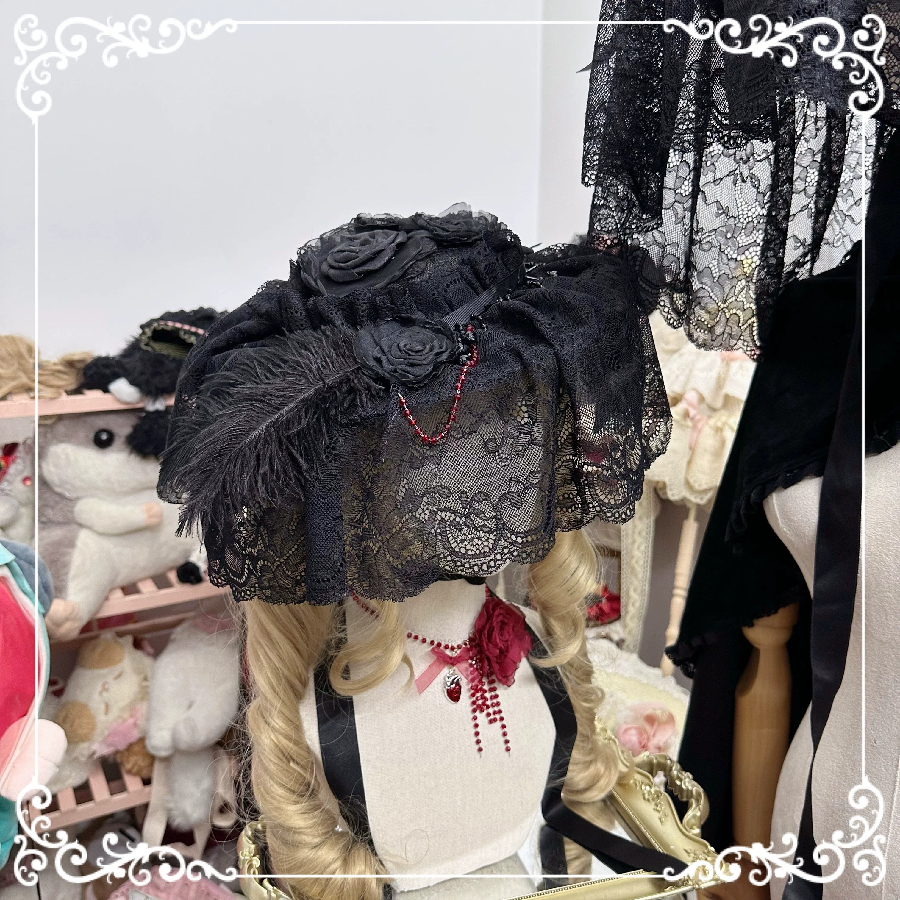 Gothic Lolita Hat Widow Hat Black Headdress - Image 10