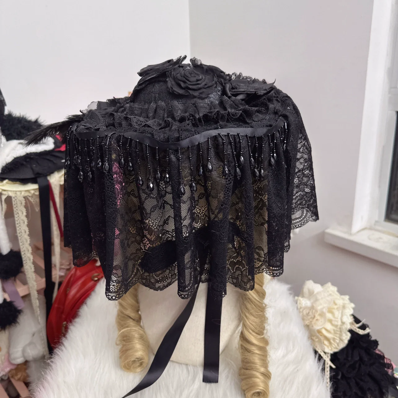 Gothic Lolita Hat Widow Hat Black Headdress - Image 12
