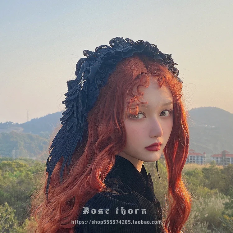 Rose Thorn - Devil Wings - Gothic Lolita Headband with Cross Pendant Custom Clolor - Image 4