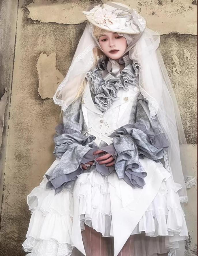 Genesis and Armageddon - Gothic Lolita High-low Hem Shirt, Boning SK - Image 16