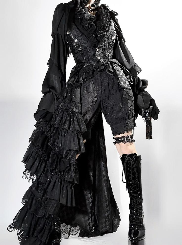 Genesis and Armageddon - Gothic Lolita High-low Hem Shirt, Boning SK - Image 20