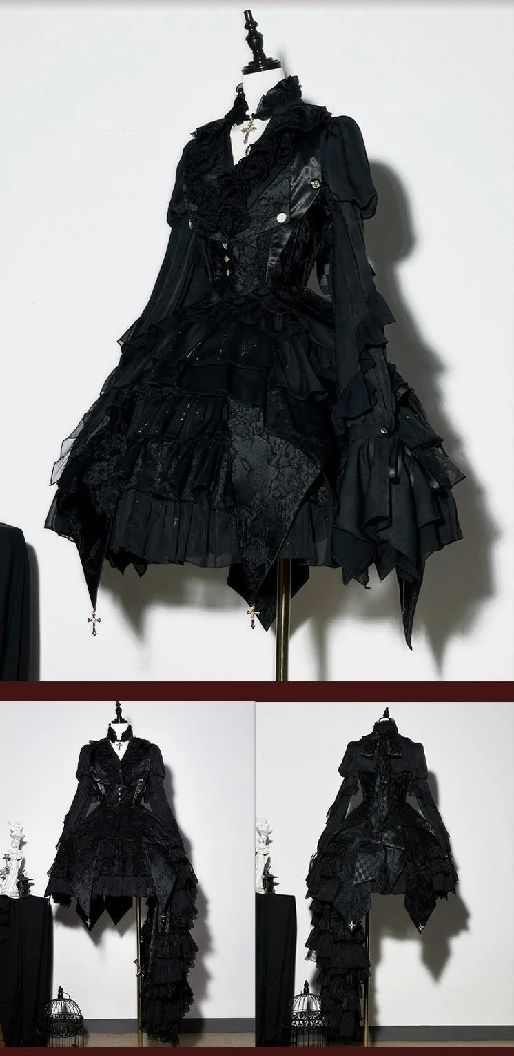 Genesis and Armageddon - Gothic Lolita High-low Hem Shirt, Boning SK - Image 25