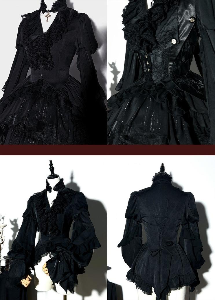 Genesis and Armageddon - Gothic Lolita High-low Hem Shirt, Boning SK - Image 26