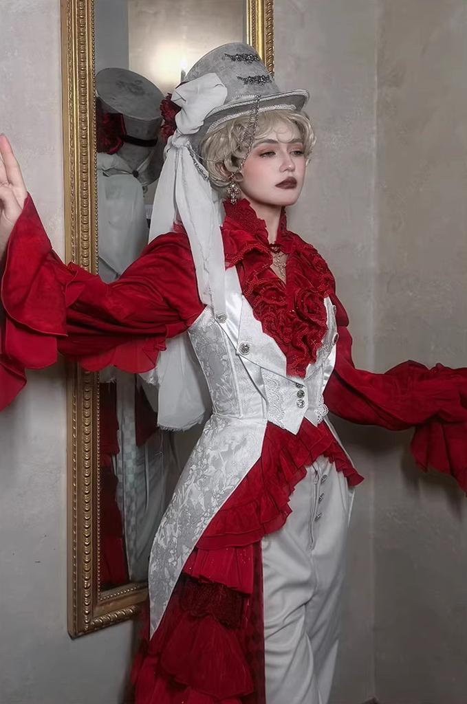 Genesis and Armageddon - Gothic Lolita High-low Hem Shirt, Boning SK - Image 3