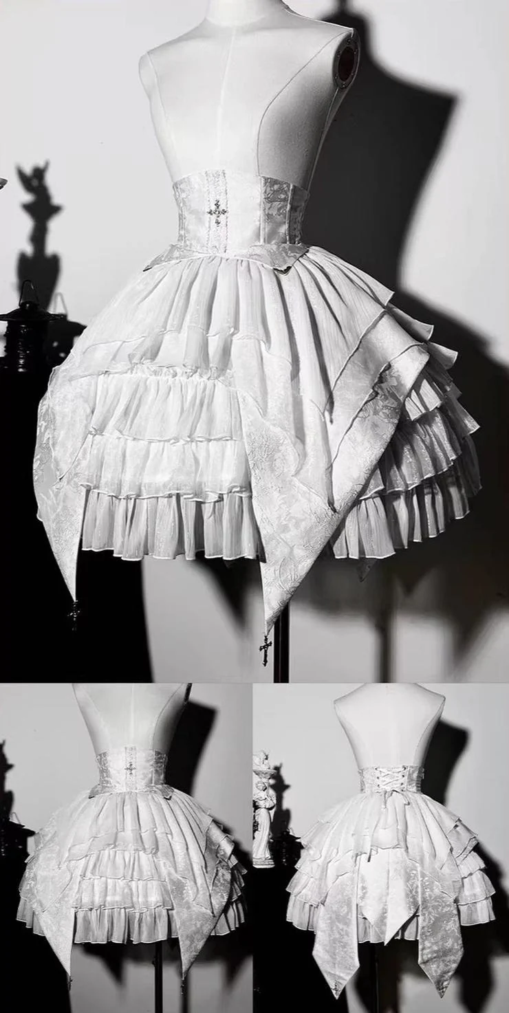 Genesis and Armageddon - Gothic Lolita High-low Hem Shirt, Boning SK - Image 31