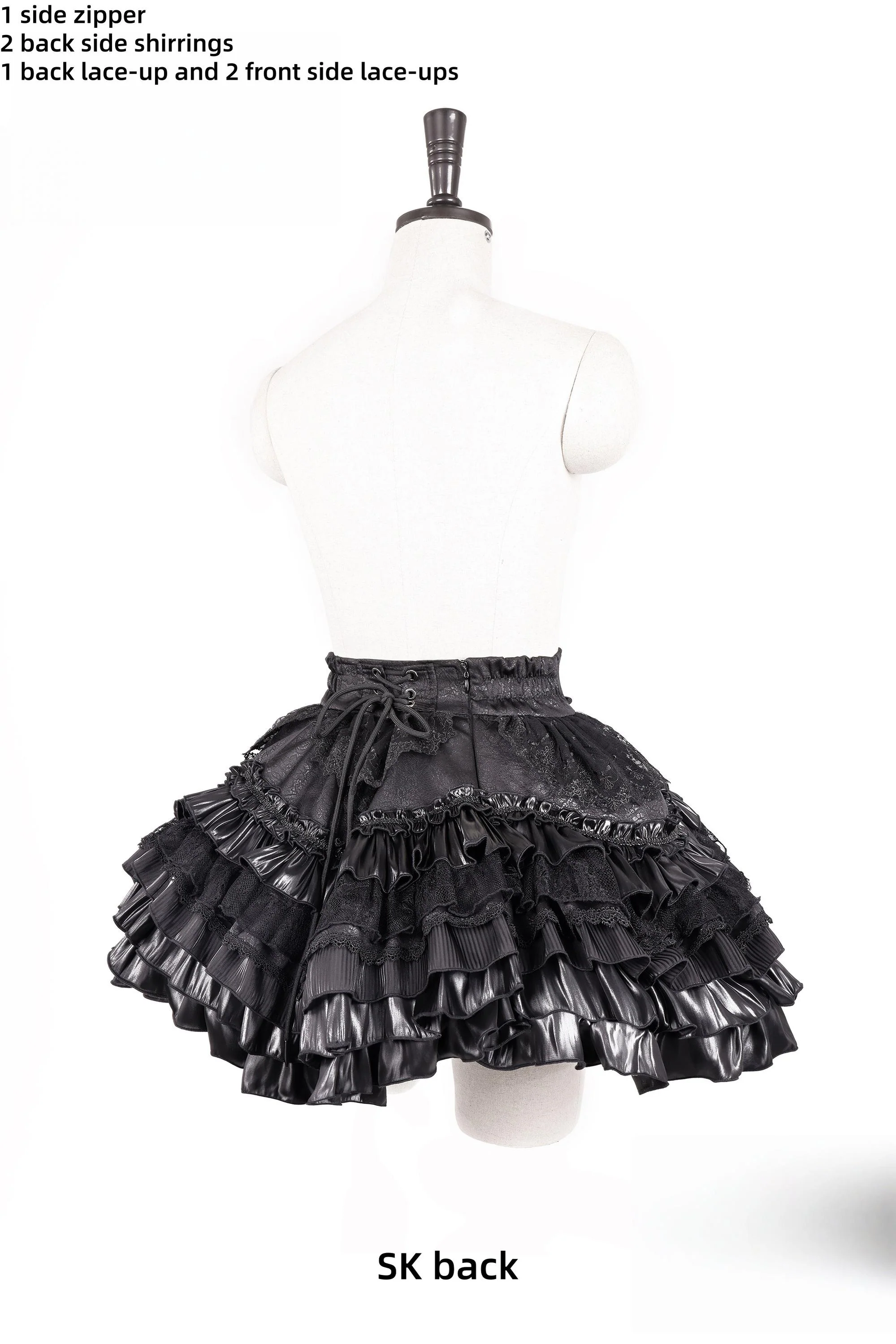 Holic - Gothic Lolita High-low Hem Vest, Tiered Hem Skirt - Image 14