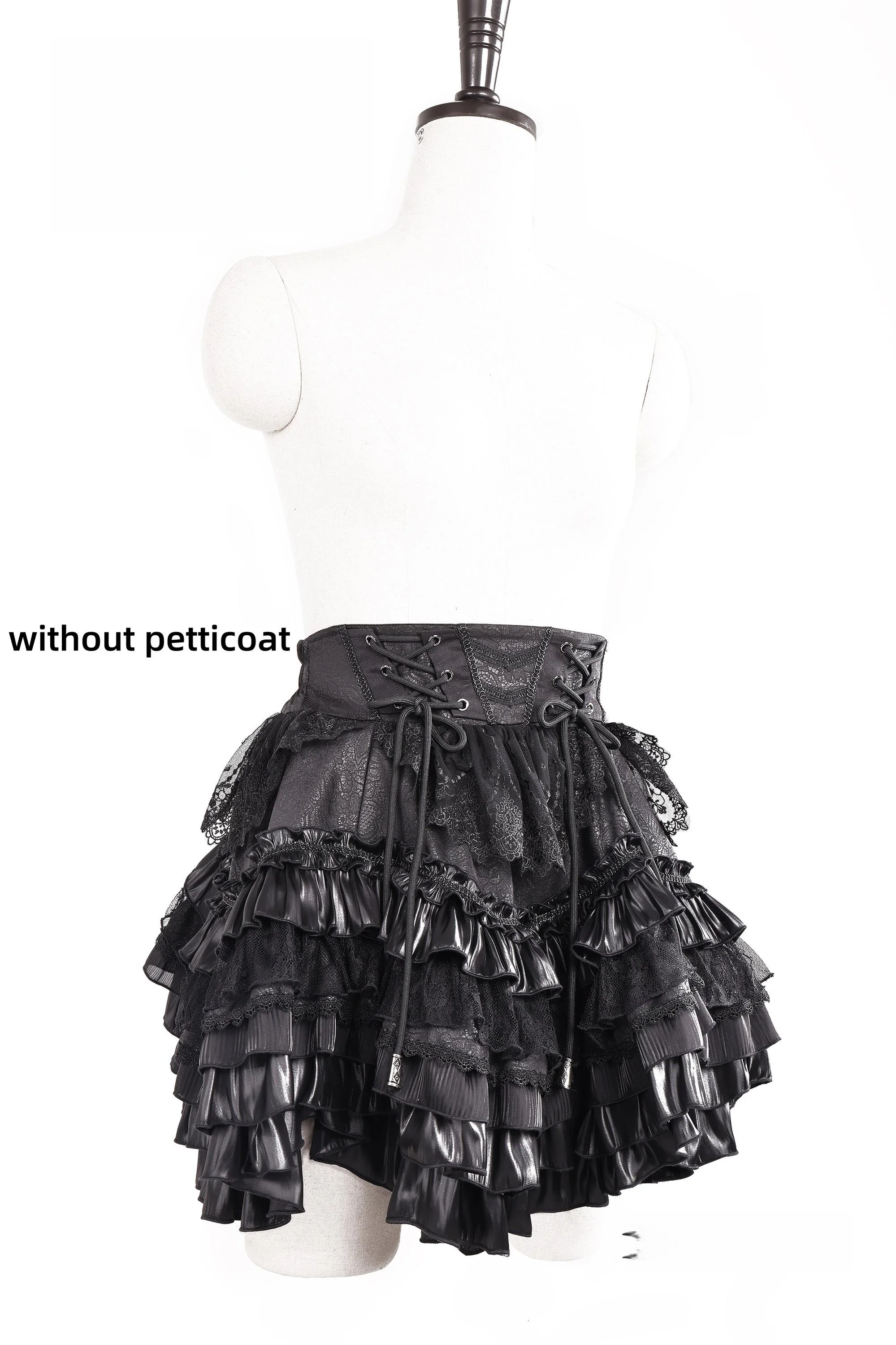 Holic - Gothic Lolita High-low Hem Vest, Tiered Hem Skirt - Image 15