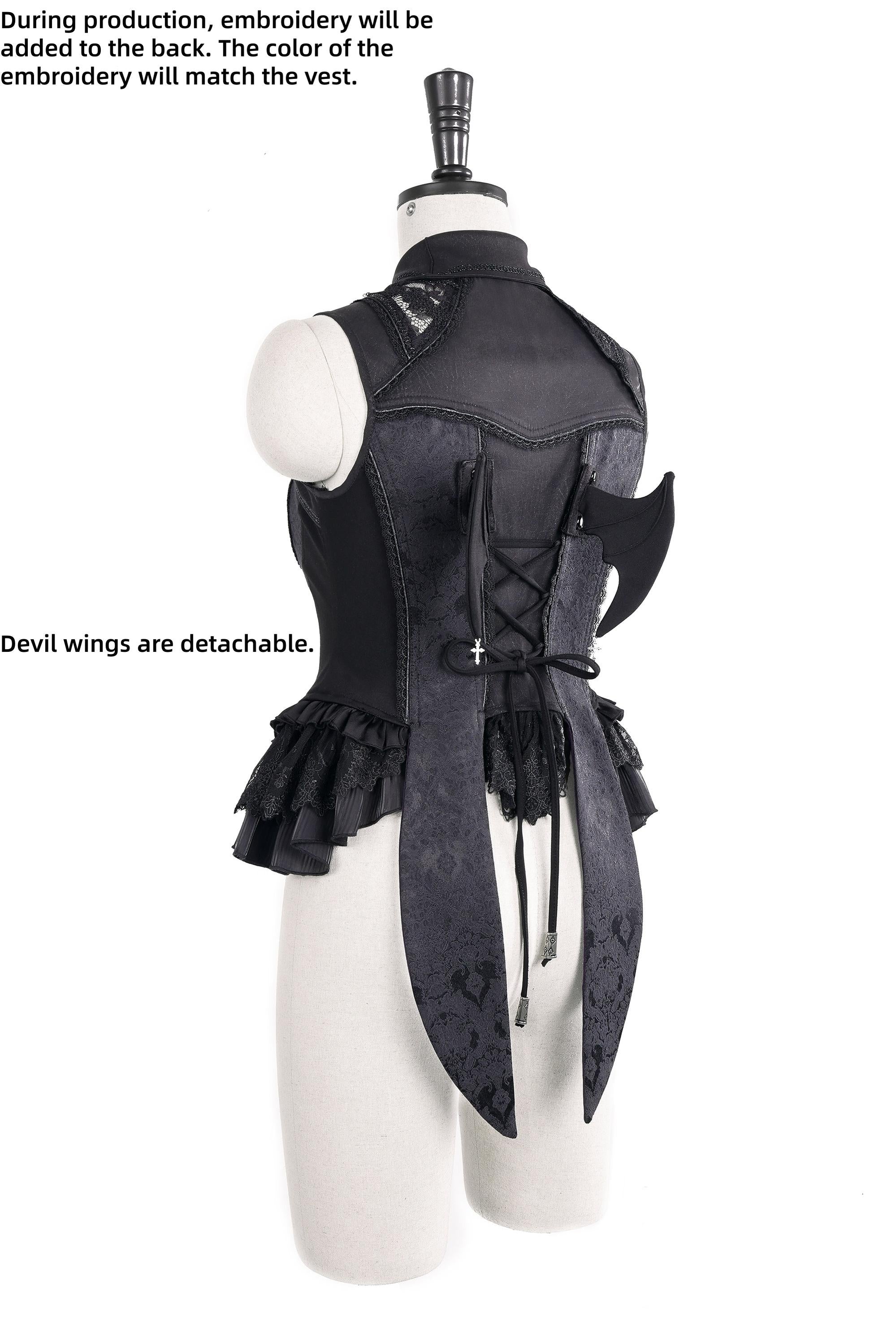 Holic - Gothic Lolita High-low Hem Vest, Tiered Hem Skirt - Image 8