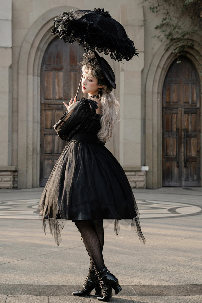Gothic Lolita High Waist Black Dress - Image 15