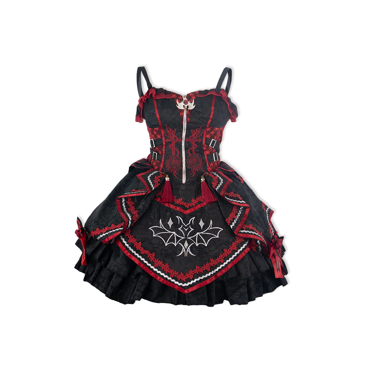 Dark Bat Motion - Gothic Lolita JSK Black Red Goth Jumper Dress - Image 9