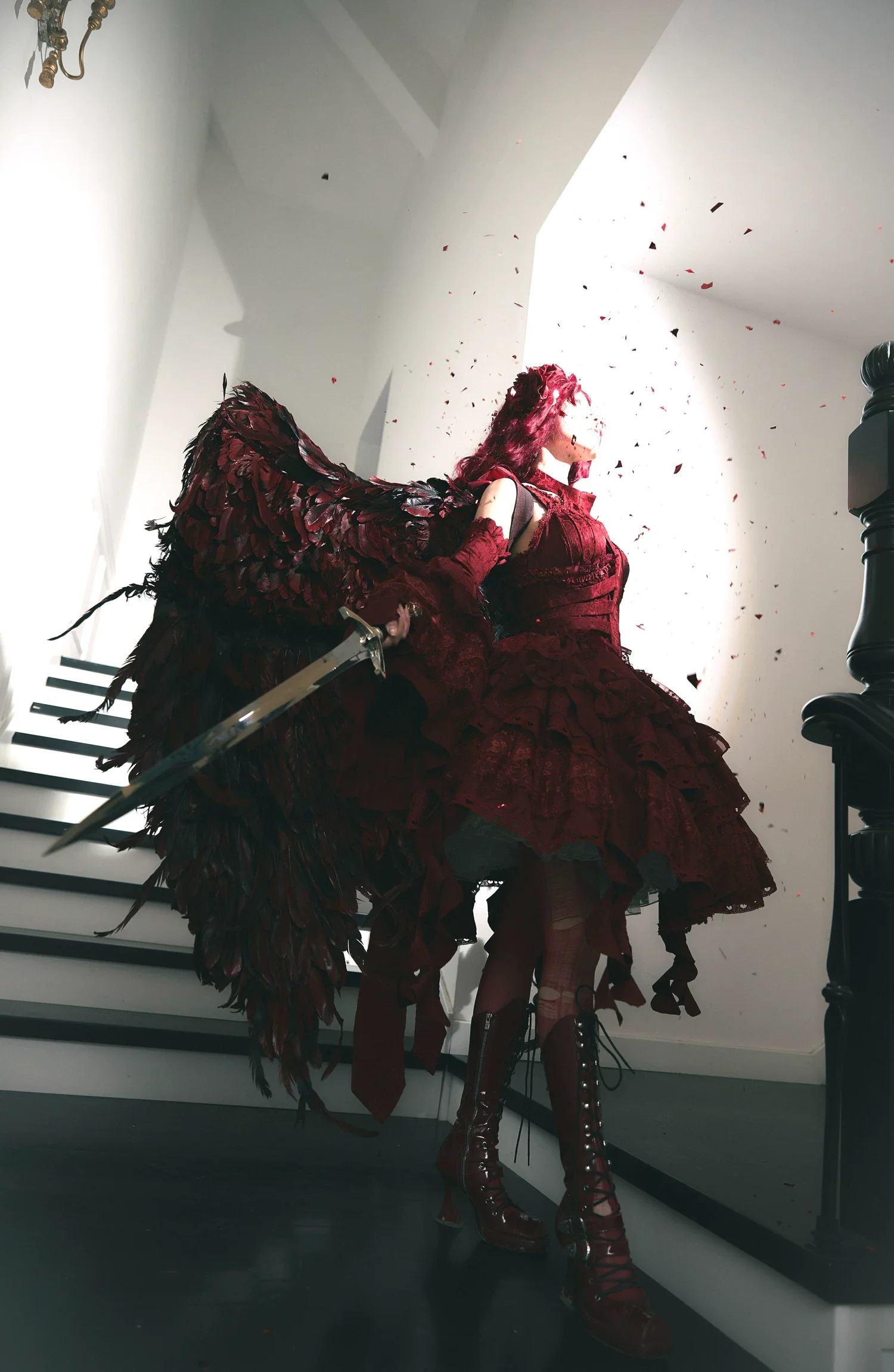 Caliburn - Gothic Lolita JSK Dress, Bolero Set with Detachable Sleeves - Image 12