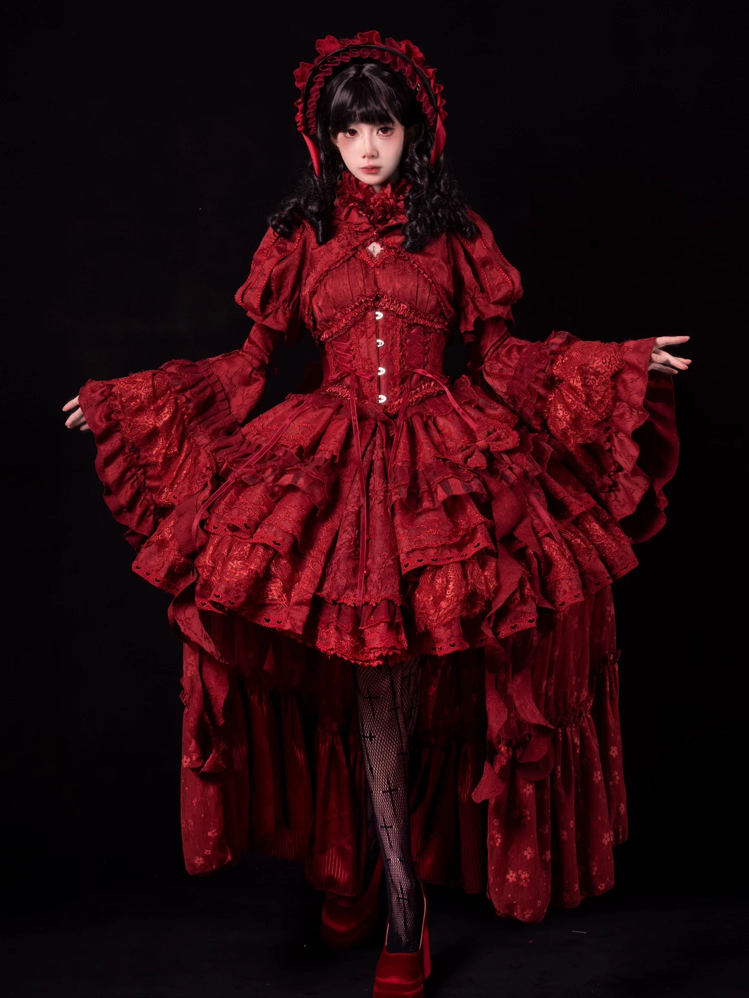 Caliburn - Gothic Lolita JSK Dress, Bolero Set with Detachable Sleeves - Image 8