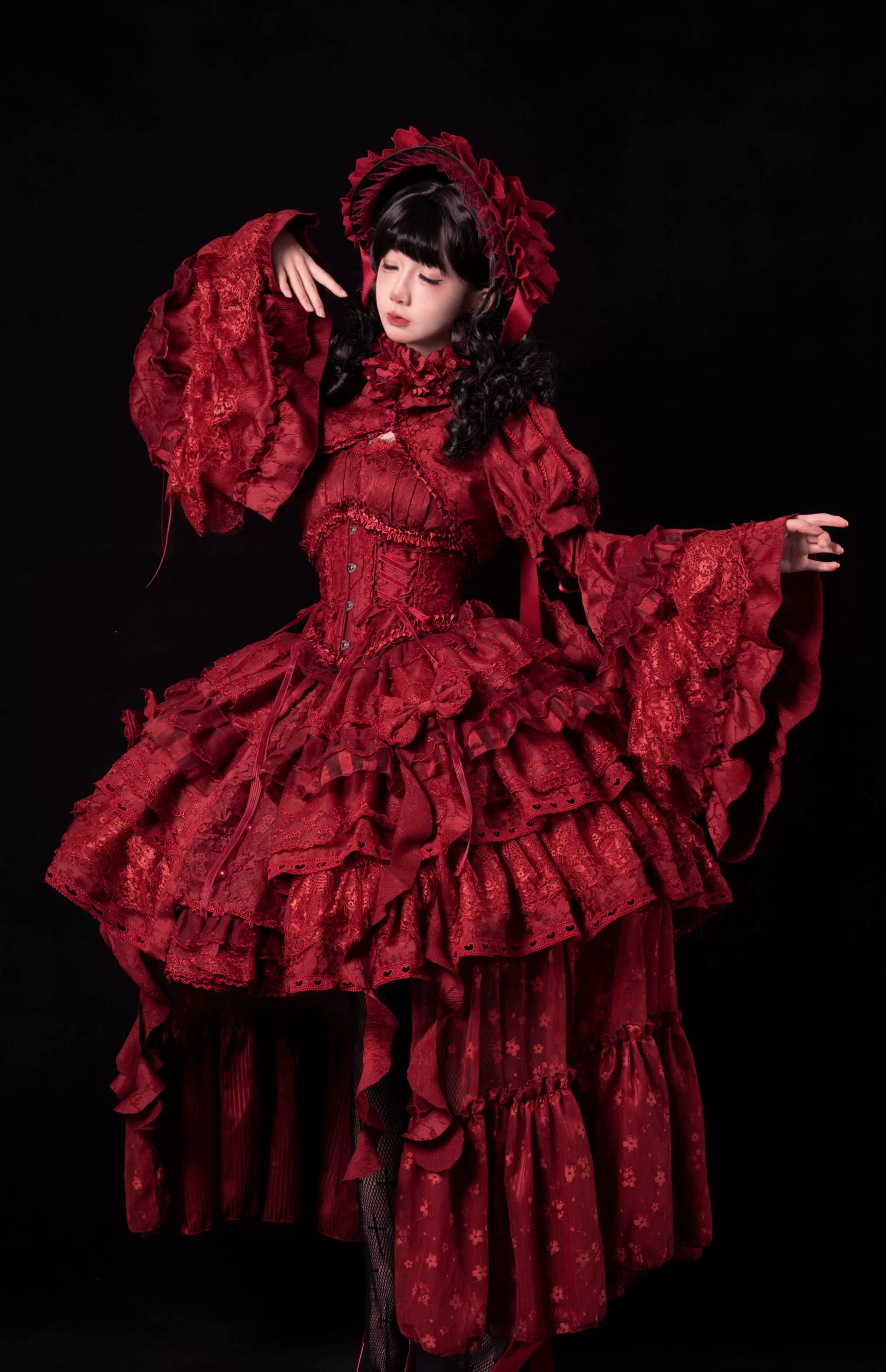 Caliburn - Gothic Lolita JSK Dress, Bolero Set with Detachable Sleeves - Image 9