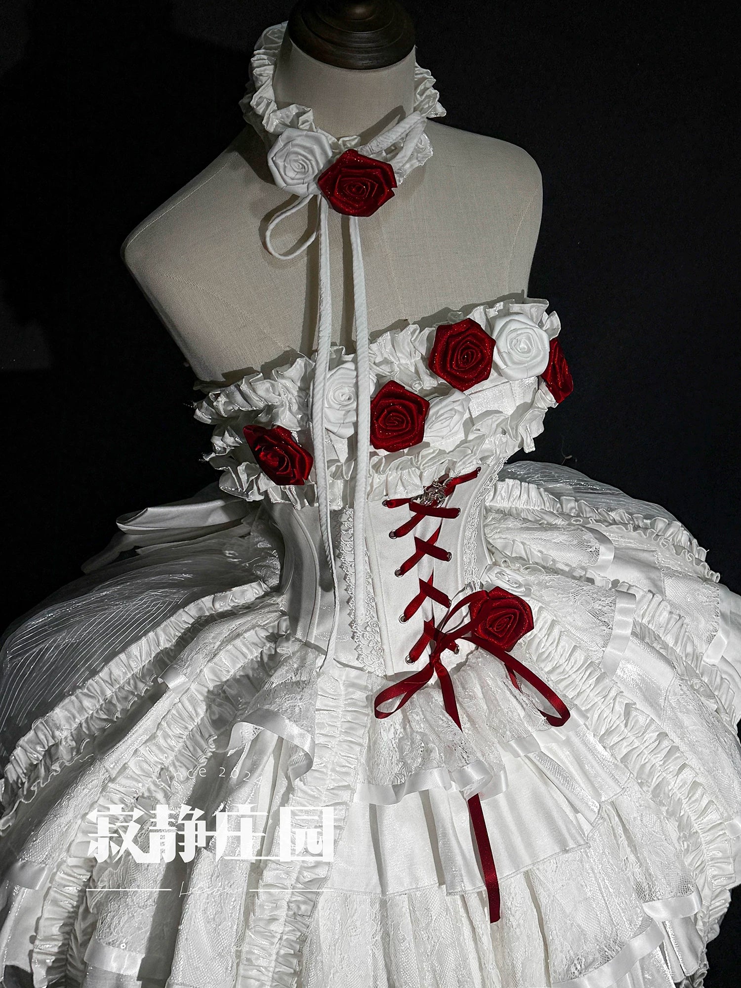 The Forbidden Garden - Gothic Lolita JSK Dress, Detachable Rose Accessories - Image 11