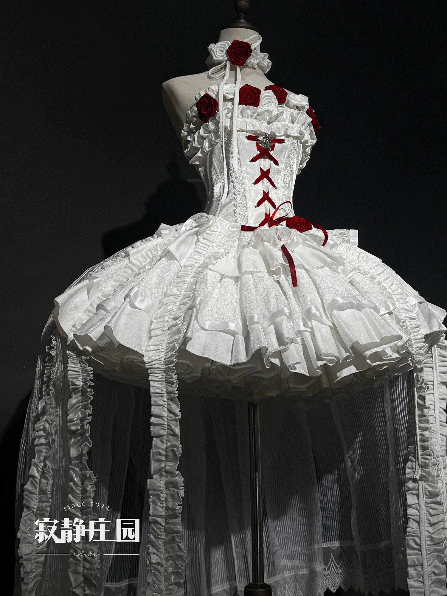 The Forbidden Garden - Gothic Lolita JSK Dress, Detachable Rose Accessories - Image 12