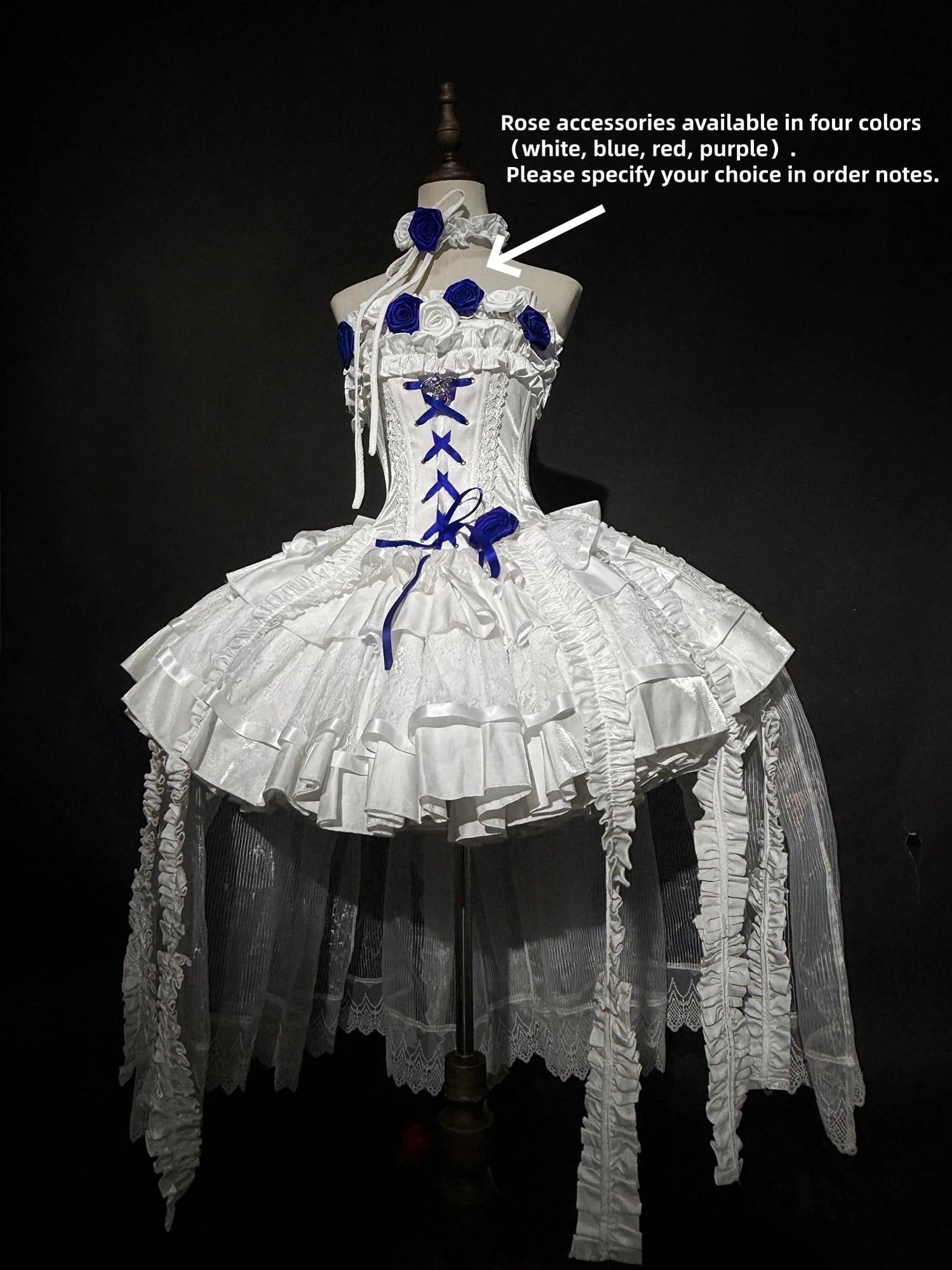 The Forbidden Garden - Gothic Lolita JSK Dress, Detachable Rose Accessories - Image 6