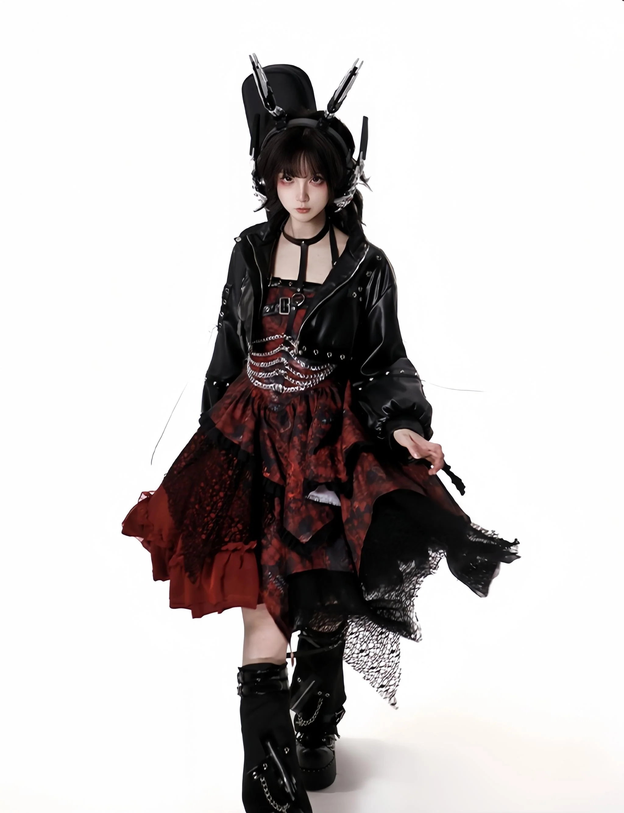 Bleeding Strawberry - Gothic Lolita JSK Dress With Jacket/Rib Chain Accessory - Image 13