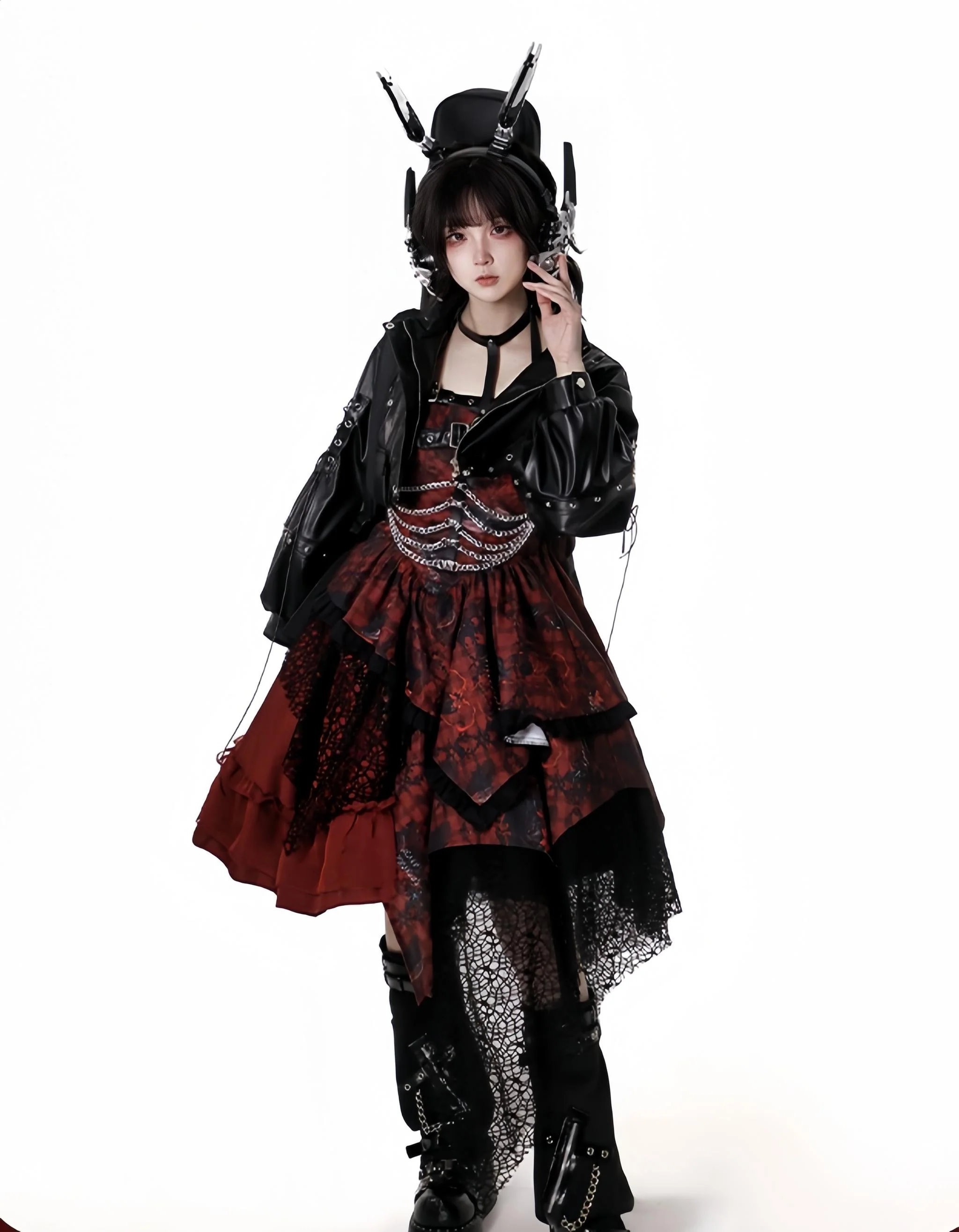 Bleeding Strawberry - Gothic Lolita JSK Dress With Jacket/Rib Chain Accessory - Image 15