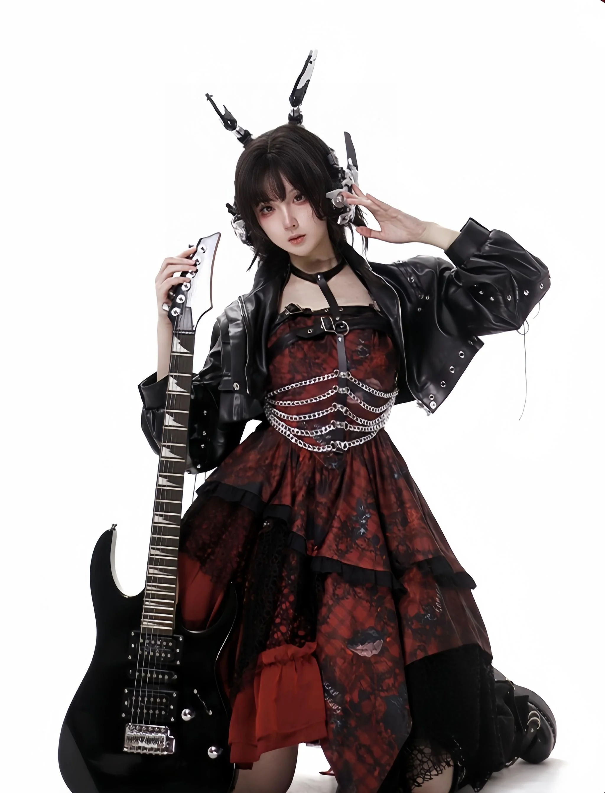 Bleeding Strawberry - Gothic Lolita JSK Dress With Jacket/Rib Chain Accessory - Image 16