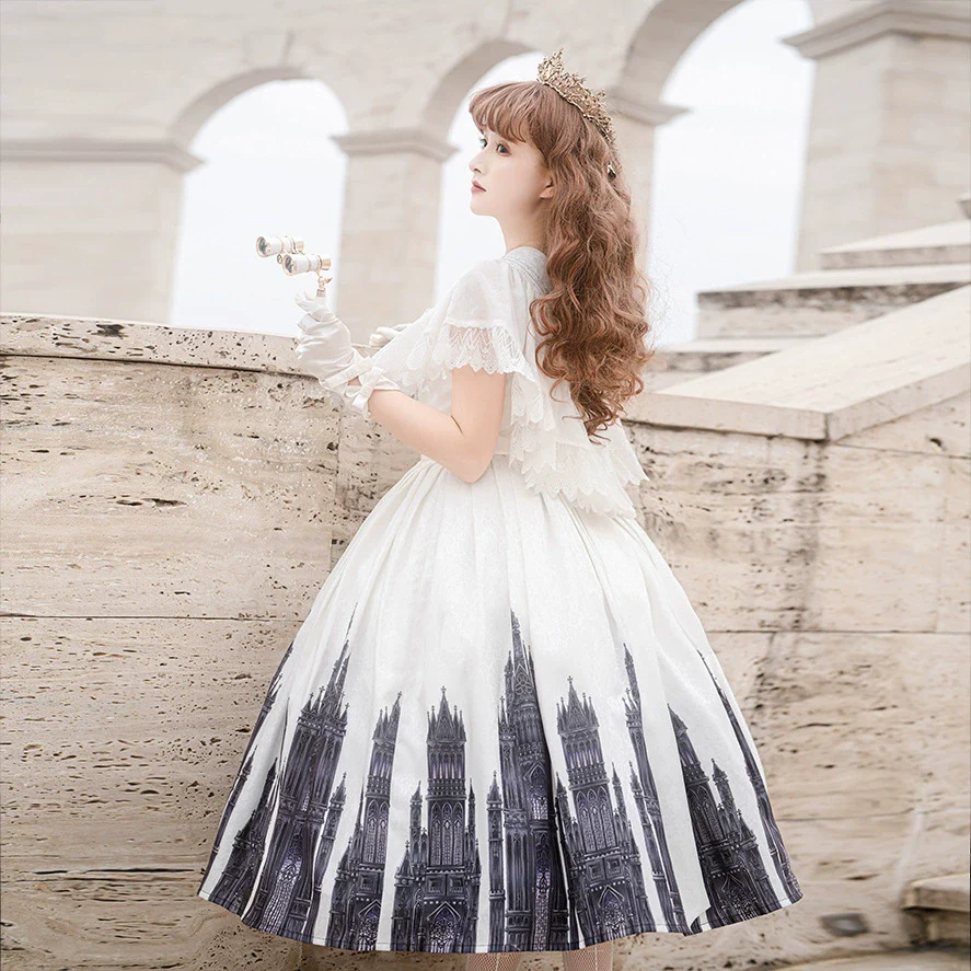 Silent Church - Gothic Lolita JSK Front Open Printed Dress and Thin Cardigan Set - Image 25