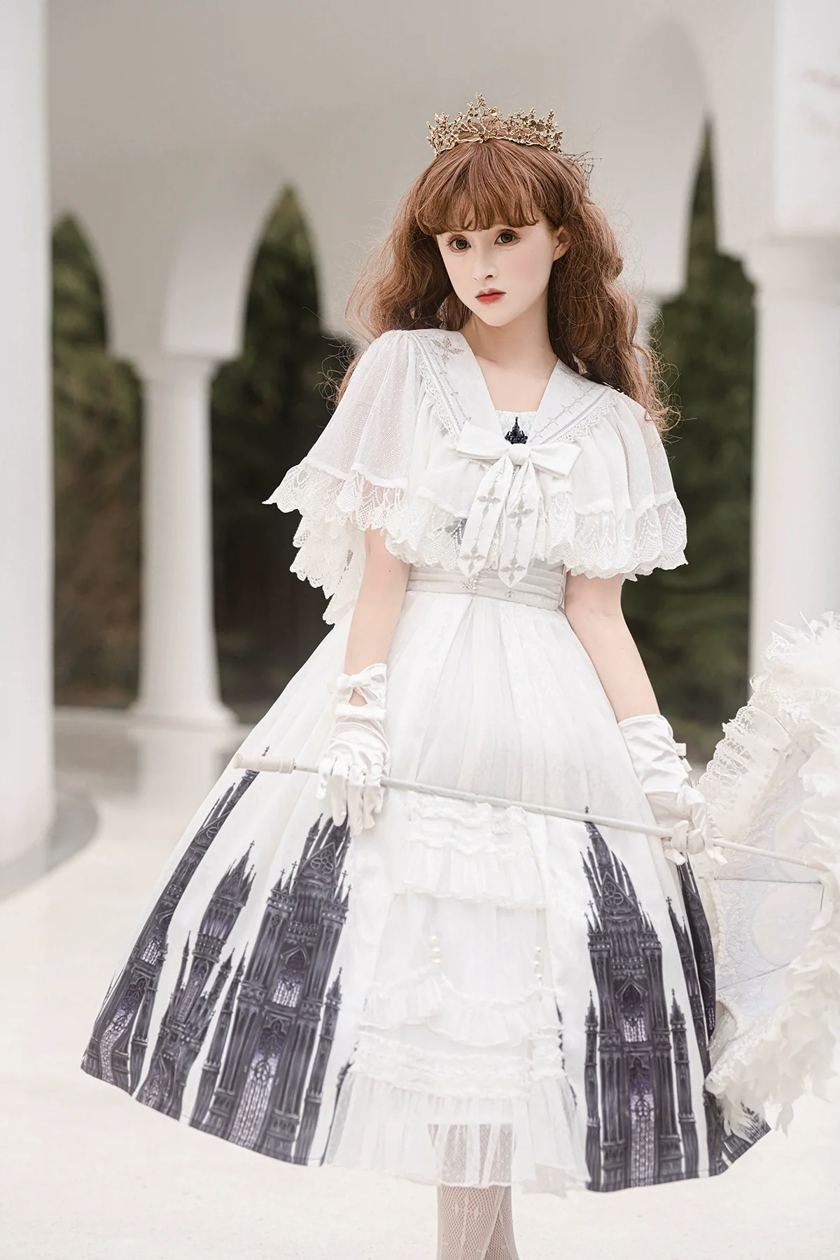 Silent Church - Gothic Lolita JSK Front Open Printed Dress and Thin Cardigan Set - Image 26