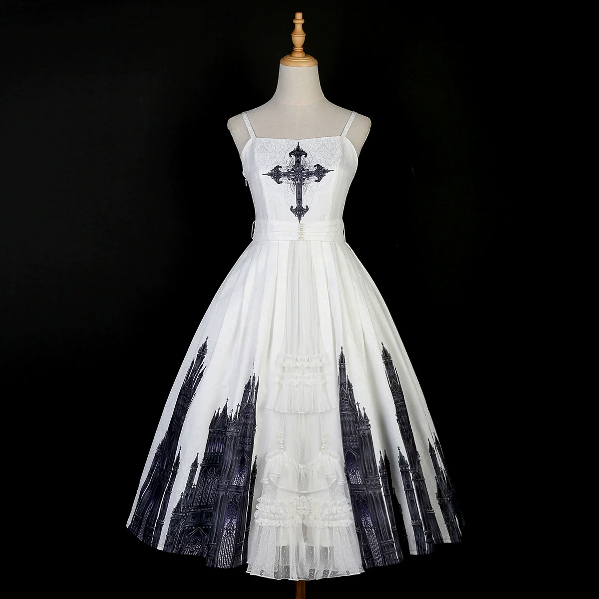Silent Church - Gothic Lolita JSK Front Open Printed Dress and Thin Cardigan Set - Image 35