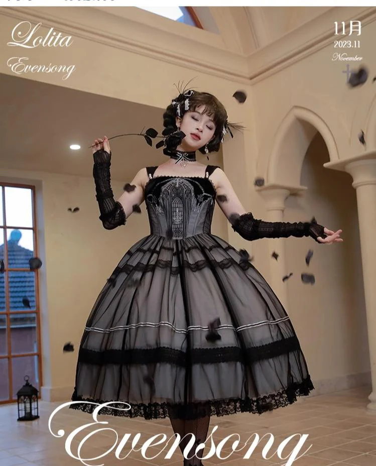Winter Evening Prayer - Gothic Lolita Jumper Dress Embroidered Candlestick OP Dress - Image 11