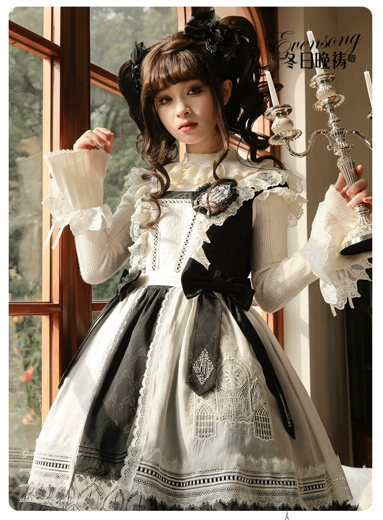 Winter Evening Prayer - Gothic Lolita Jumper Dress Embroidered Candlestick OP Dress - Image 14