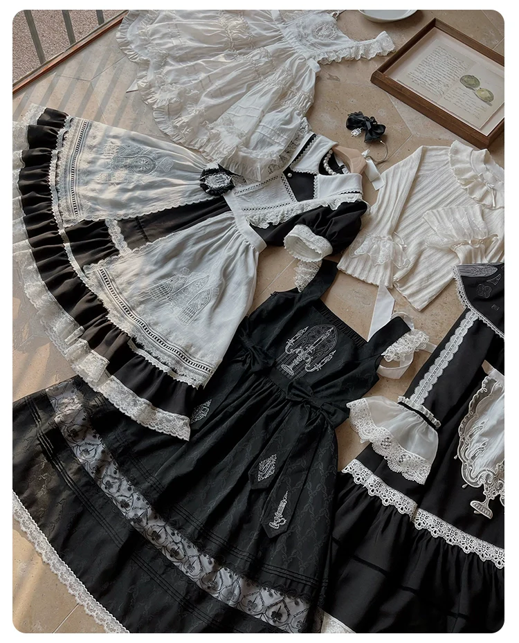 Winter Evening Prayer - Gothic Lolita Jumper Dress Embroidered Candlestick OP Dress - Image 24