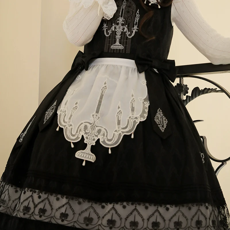 Winter Evening Prayer - Gothic Lolita Jumper Dress Embroidered Candlestick OP Dress - Image 25