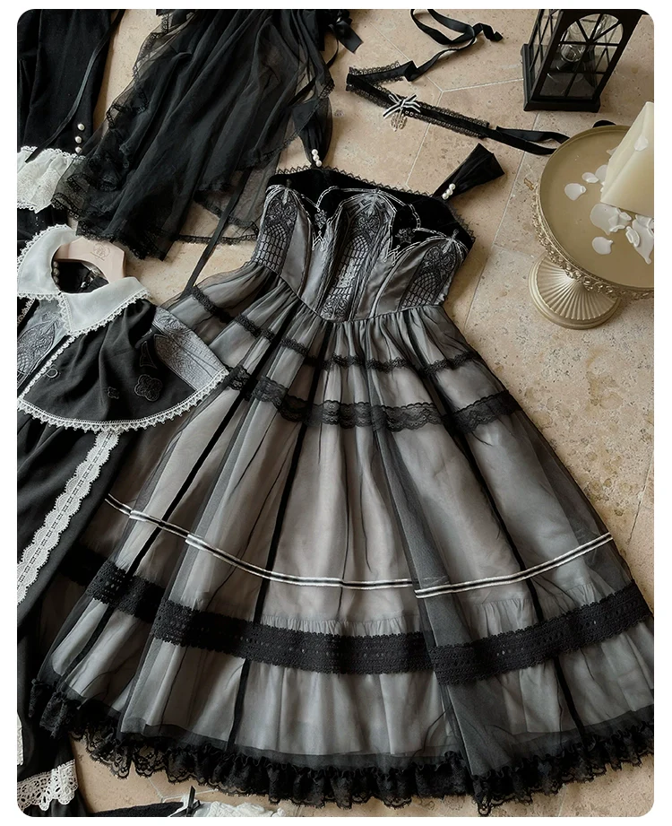 Winter Evening Prayer - Gothic Lolita Jumper Dress Embroidered Candlestick OP Dress - Image 27