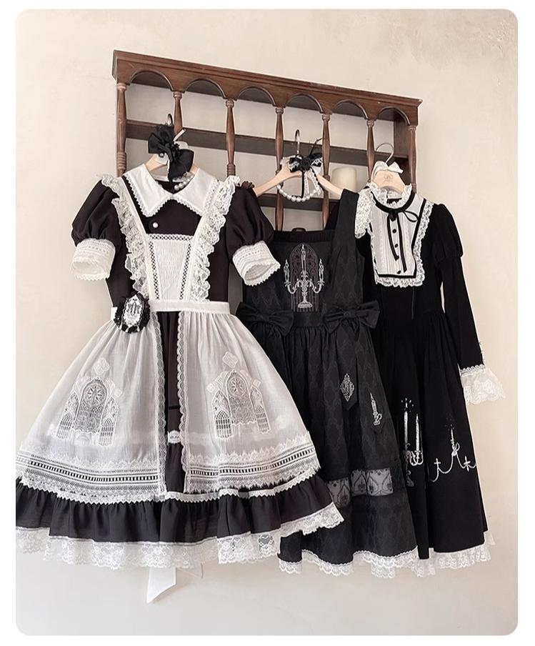 Winter Evening Prayer - Gothic Lolita Jumper Dress Embroidered Candlestick OP Dress - Image 3