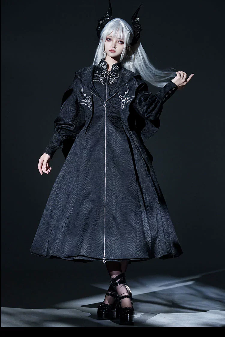 Morning mist and warbler - Dragon Scale - Gothic Lolita Jumper Dress Goth Coat - Image 2