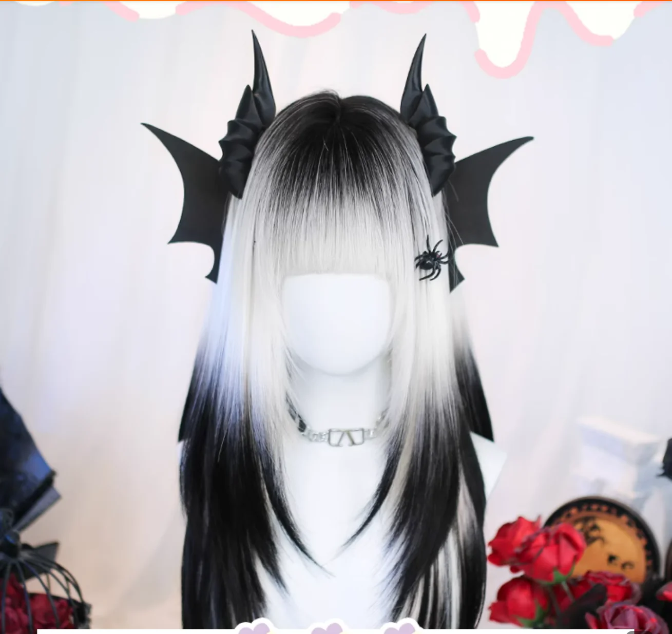 Dalao Home - Crow Pact - Gothic Lolita Layered Wig, Black and White Gradient - Image 3