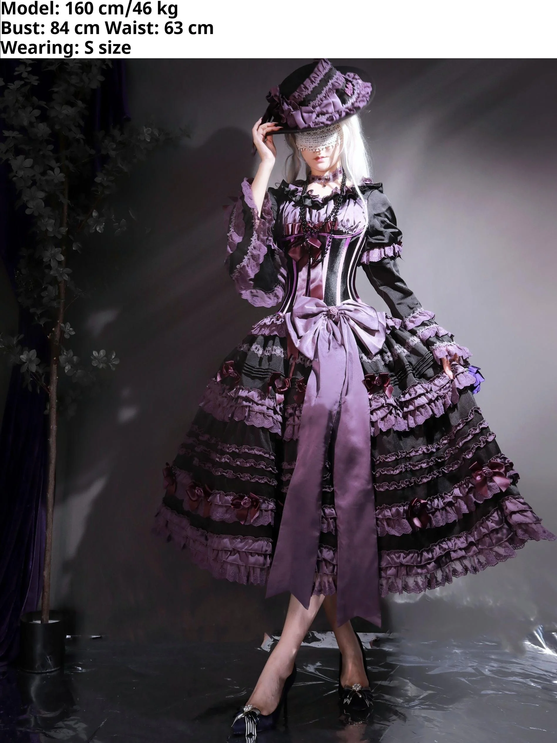 Stacked Black Currant - Gothic Lolita OP Dress, Detachable Skirt Hem - Image 19