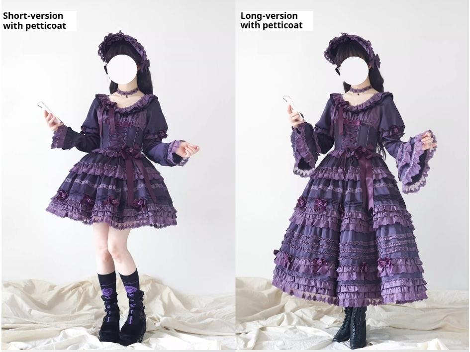 Stacked Black Currant - Gothic Lolita OP Dress, Detachable Skirt Hem - Image 20