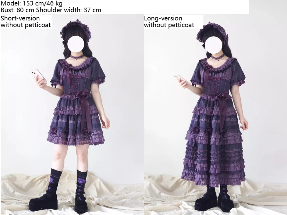 Stacked Black Currant - Gothic Lolita OP Dress, Detachable Skirt Hem - Image 21