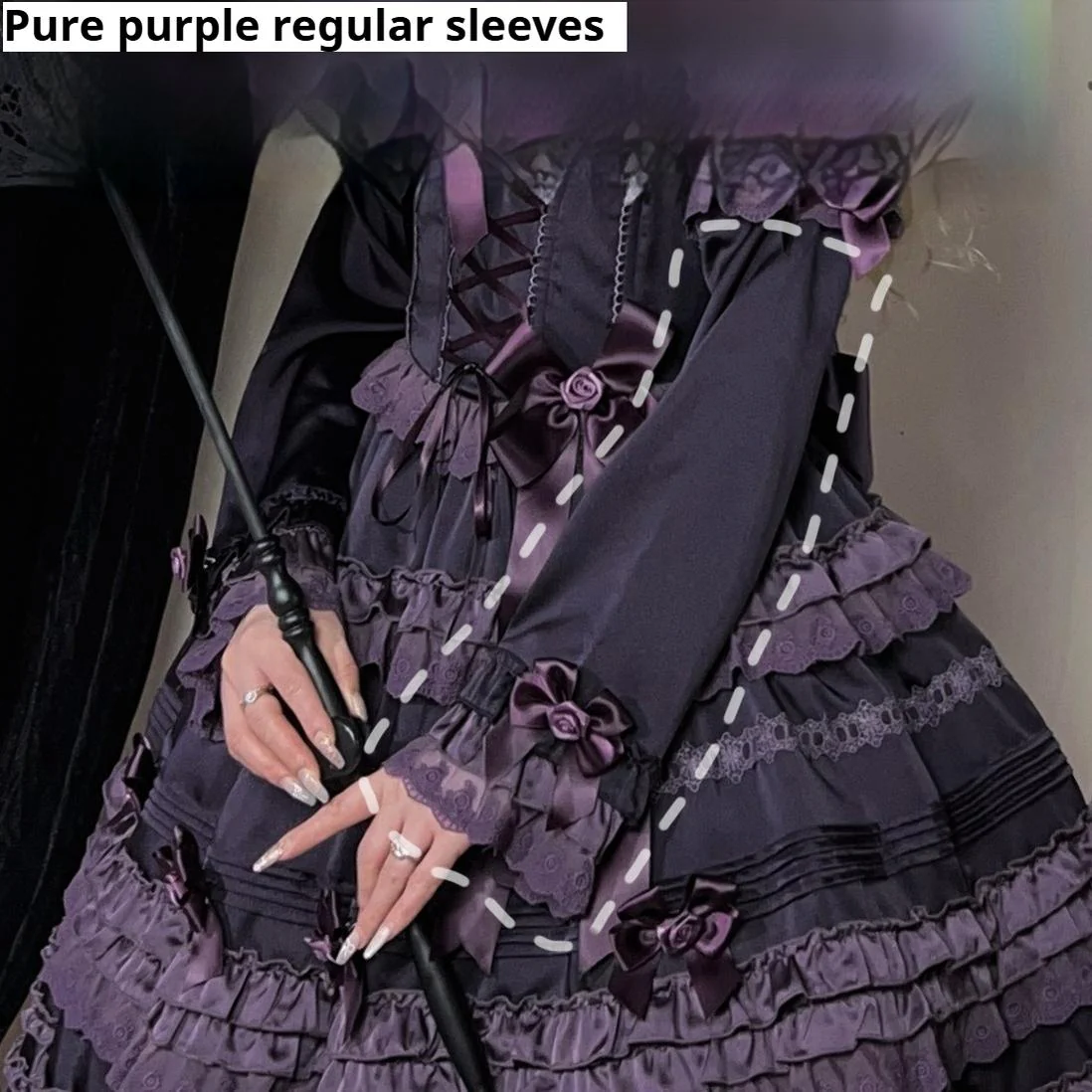 Stacked Black Currant - Gothic Lolita OP Dress, Detachable Skirt Hem - Image 27